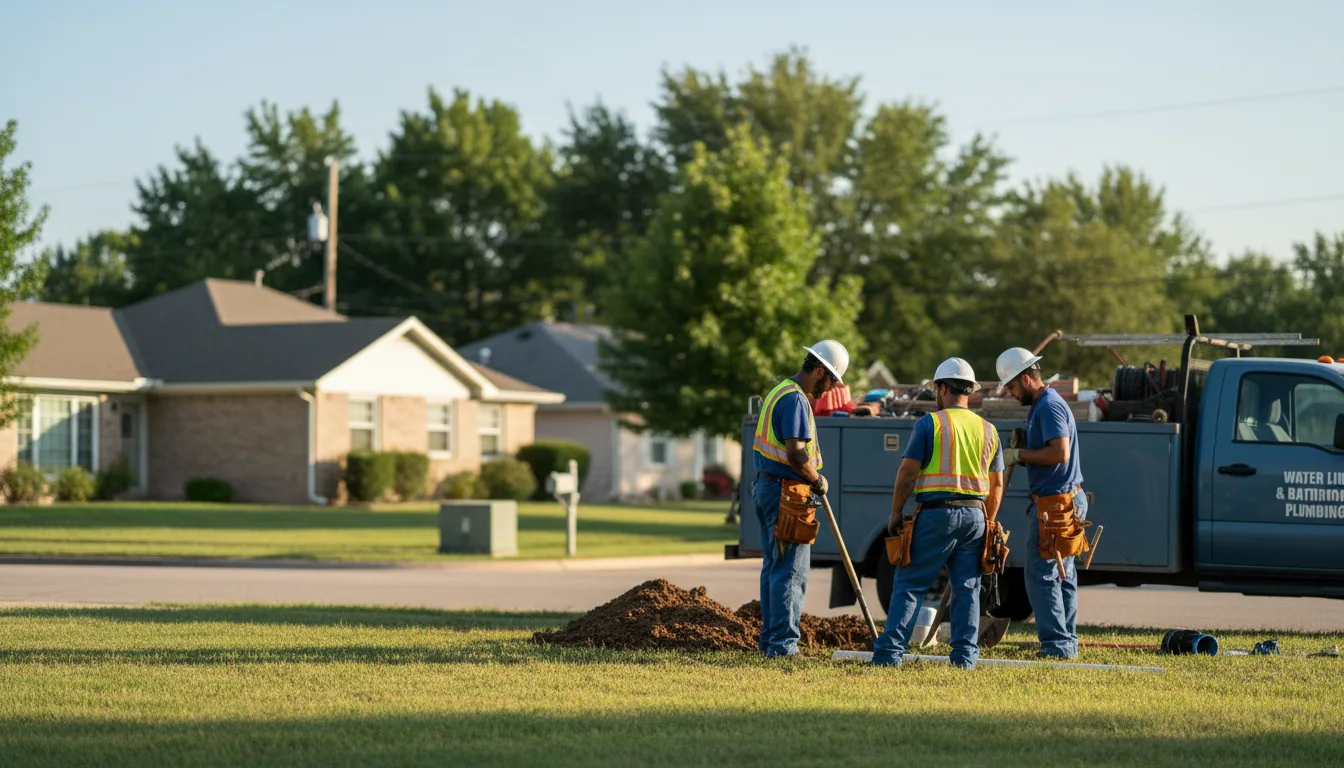 Residential water line and bathroom plumbing service in Highlands, TX